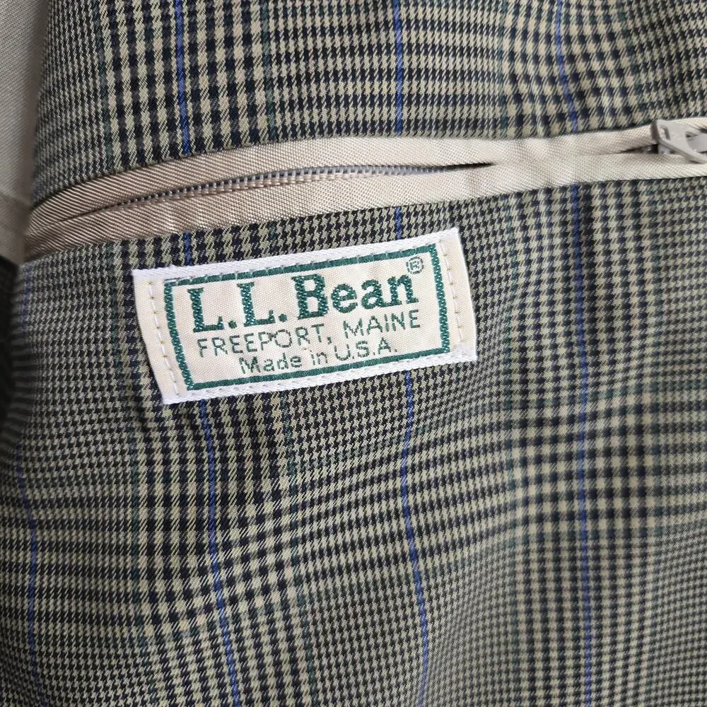 L.L.BEAN Men Vtg 90s Preppy English Countryside Grandpa Classic Plaid Blazer 46R